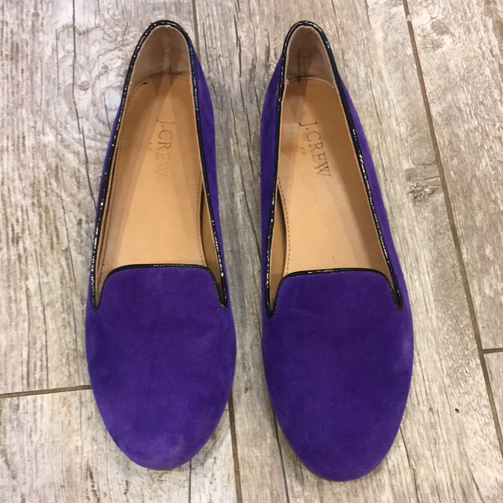 J. Crew microsuede purple smoking slippers academia loafers size 8